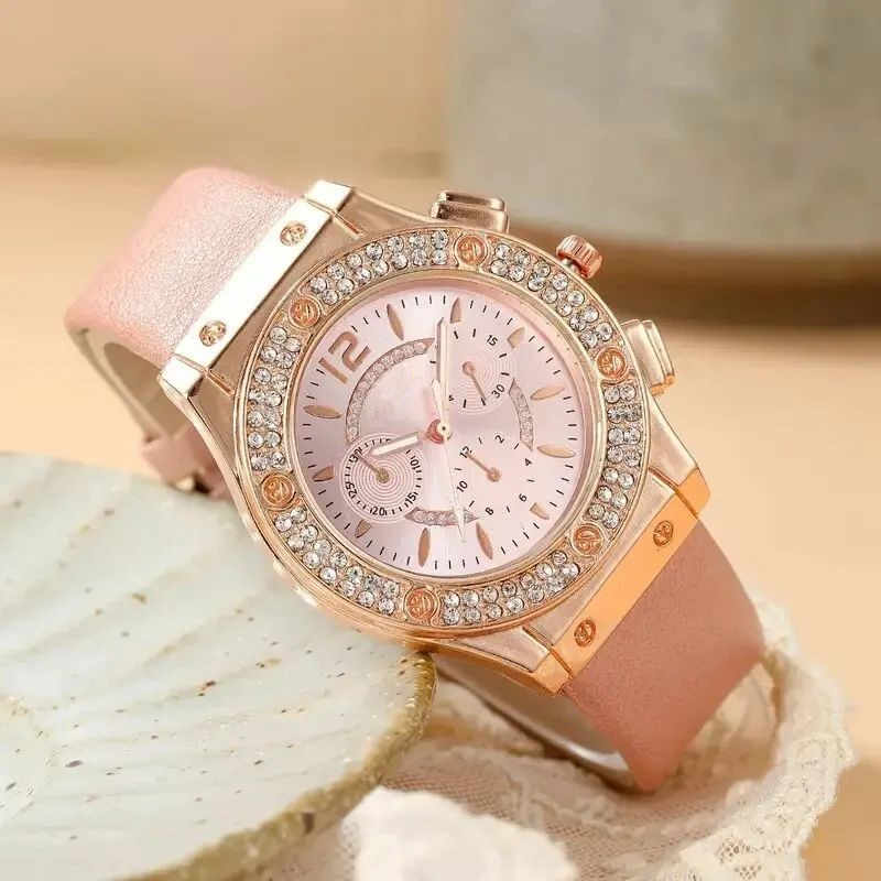 Watches Set Luxury Rhinestone Women Fashion Elegant Wristwatch