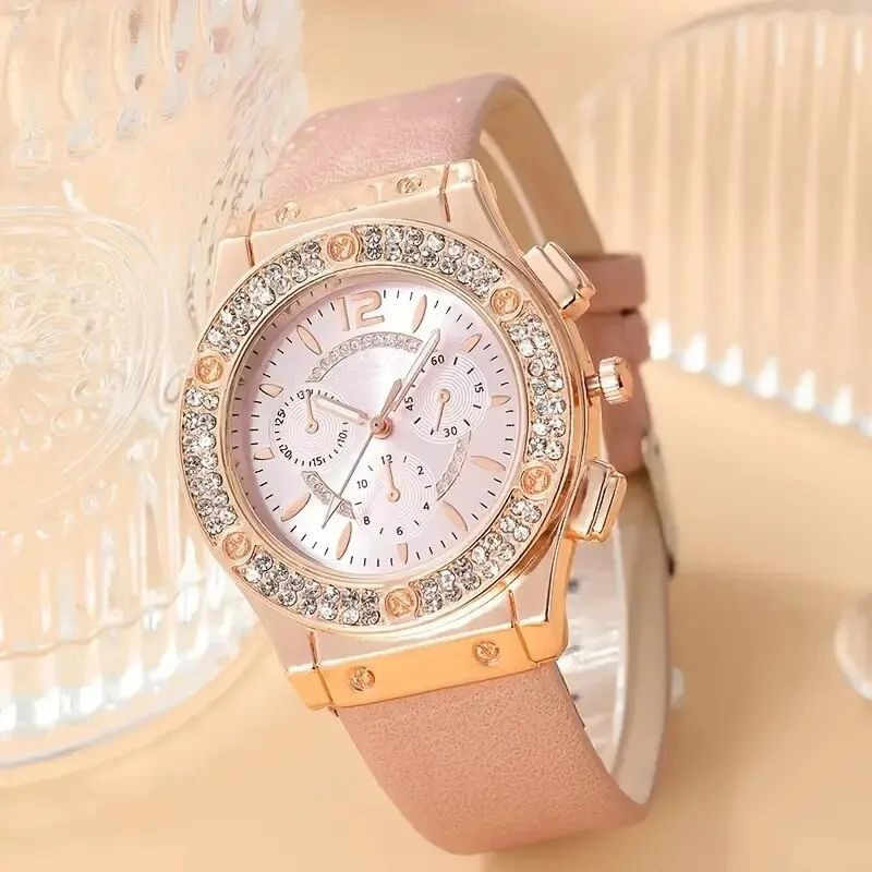 Watches Set Luxury Rhinestone Women Fashion Elegant Wristwatch