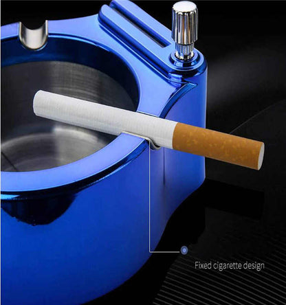 Retro Metal Ashtray Match Lighter Cigarette Ashtray